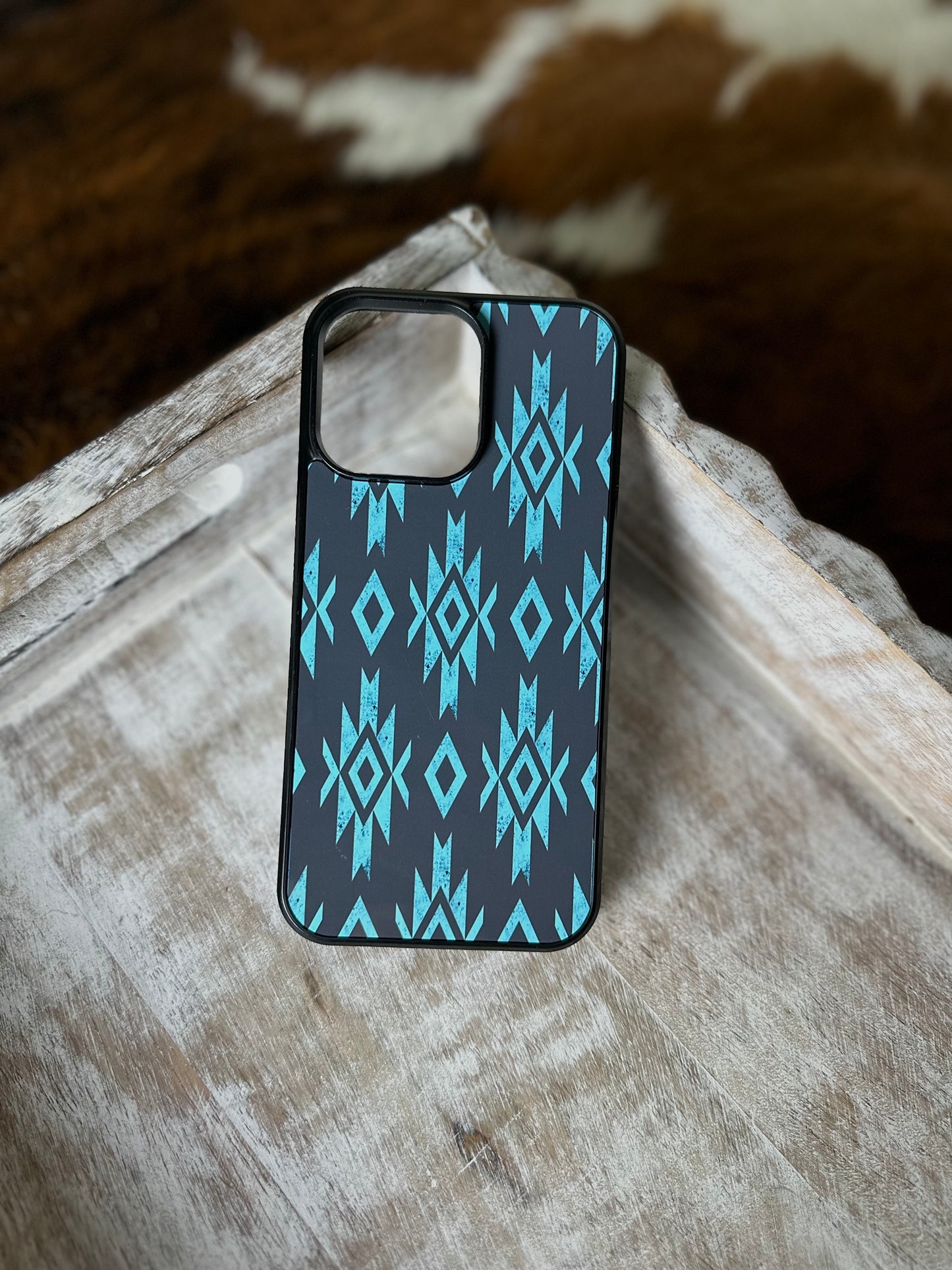 Blue aztec design phone case