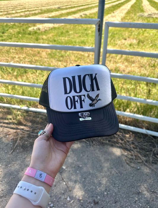 Duck off black hunting foam trucker hat