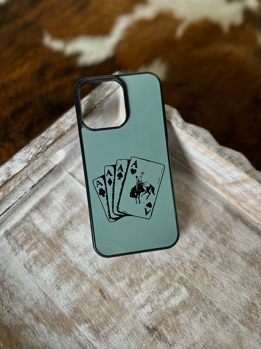 Green ace cards phone case