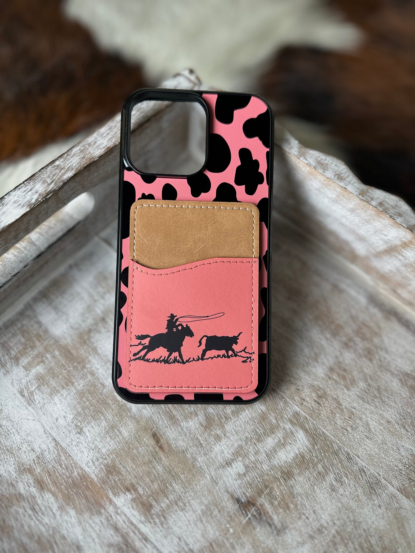 Pink roping wallet phone case