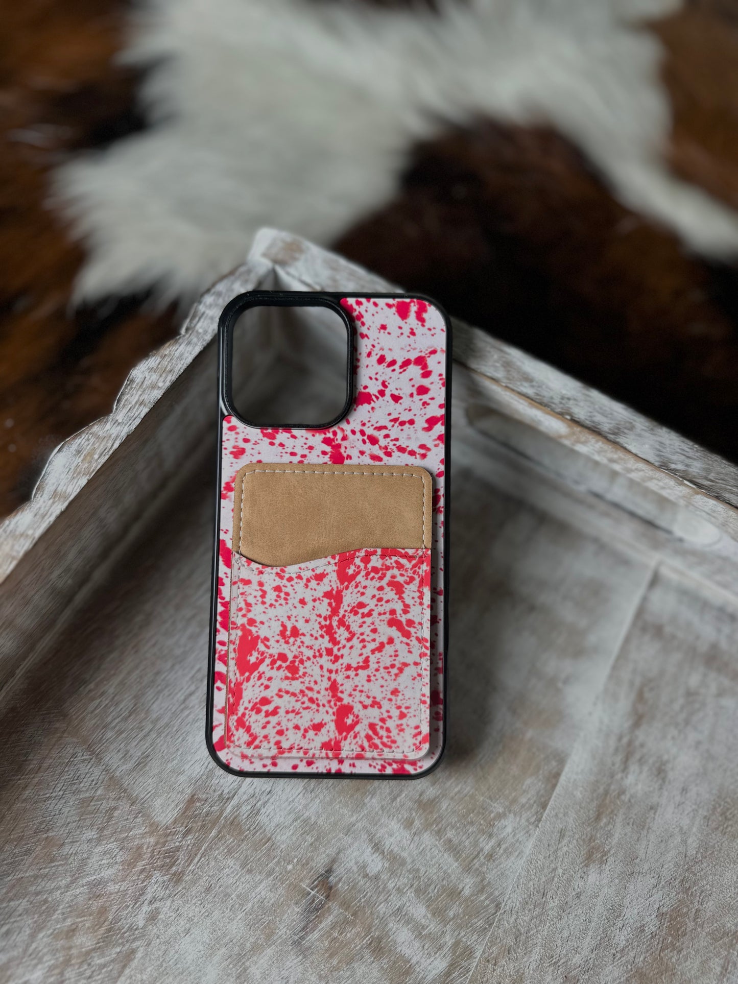 Pink cowhide wallet case