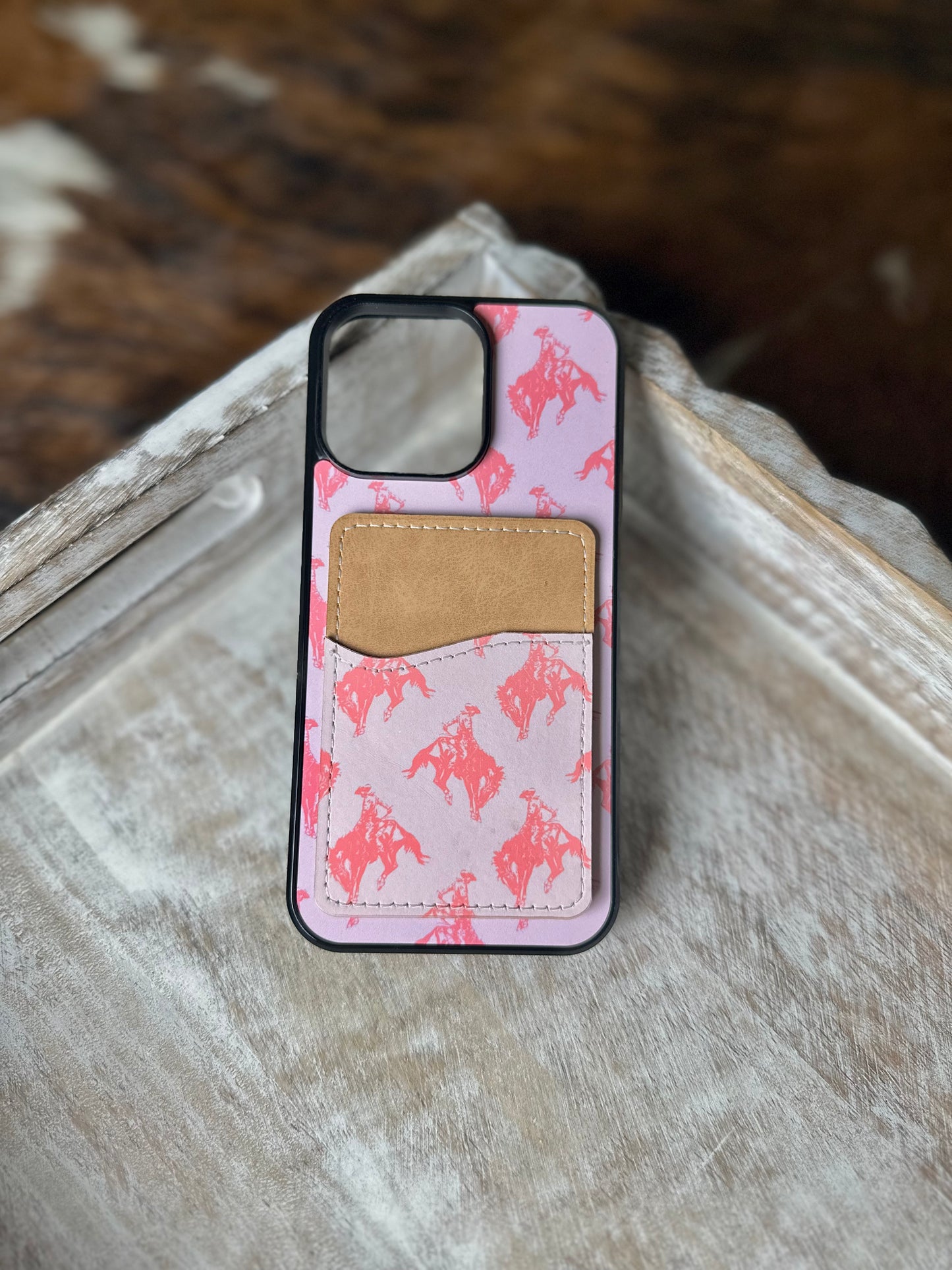 Pink Bronc wallet phone case